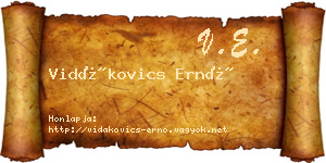 Vidákovics Ernő névjegykártya